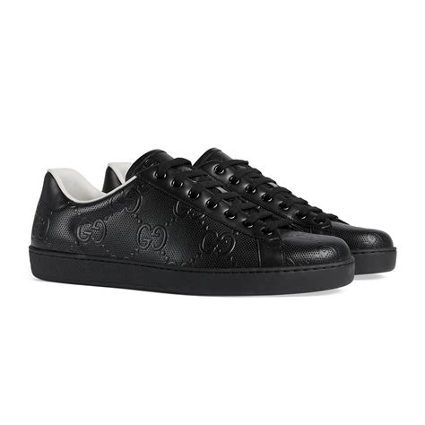 men's gucci black sneakers|black embossed gucci men sneaker.